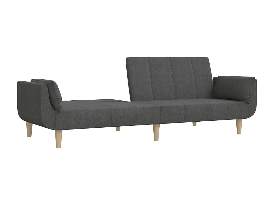 Sofá cama de 2 plazas con dos almohadas en tela gris oscuro