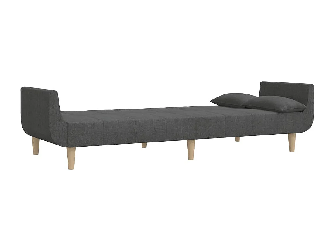 Sofá cama de 2 plazas con dos almohadas en tela gris oscuro