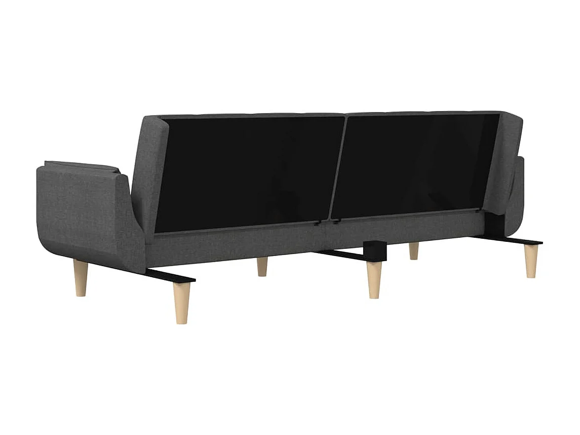 Sofá cama de 2 plazas con dos almohadas en tela gris oscuro