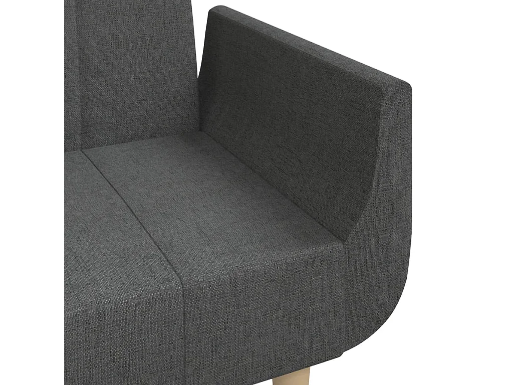 Sofá cama de 2 plazas con dos almohadas en tela gris oscuro