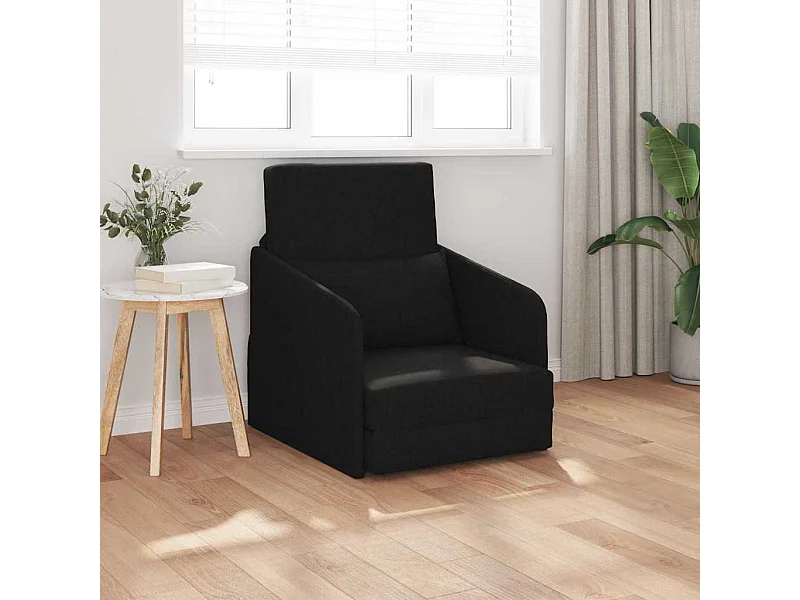 Zwarte slaapbank 65 x 80 x 83 cm stof