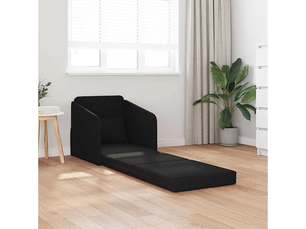 Zwarte slaapbank 65 x 80 x 83 cm stof