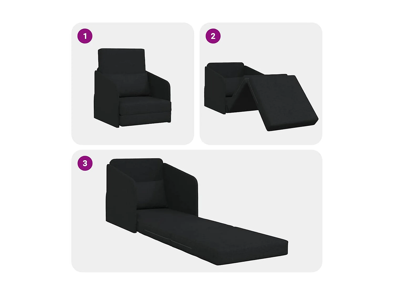 Zwarte slaapbank 65 x 80 x 83 cm stof