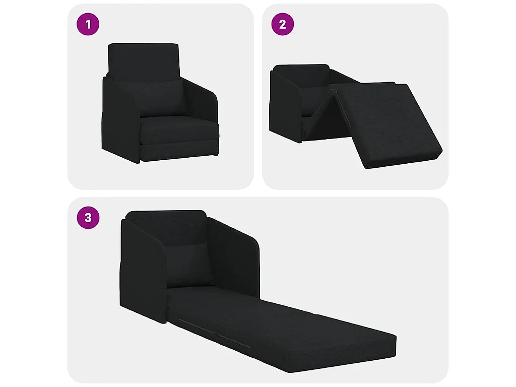 Divano letto nero 65 x 80 x 83 cm tessuto