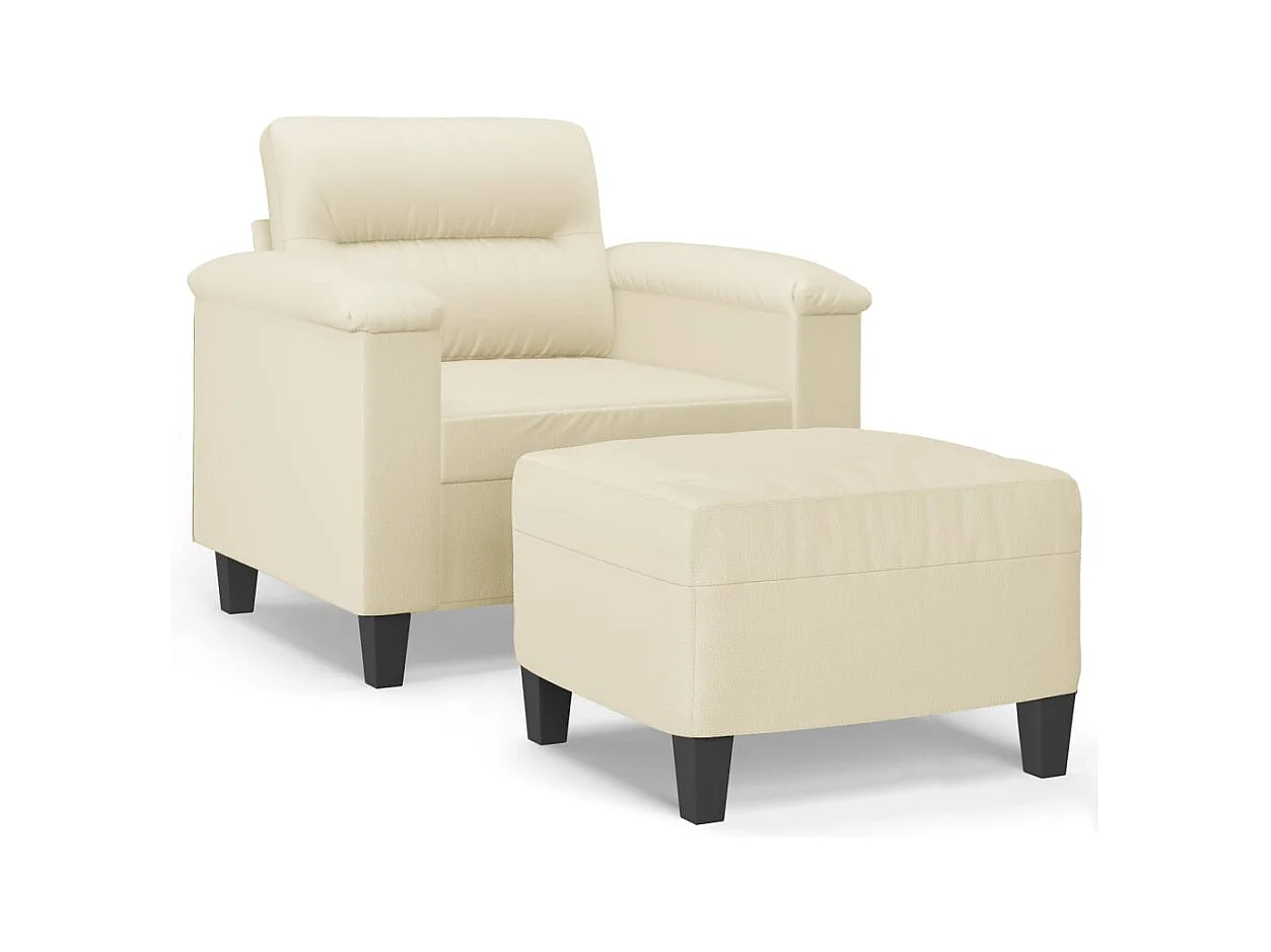 Poltrona con poggiapiedi Crema 60 cm Ecopelle