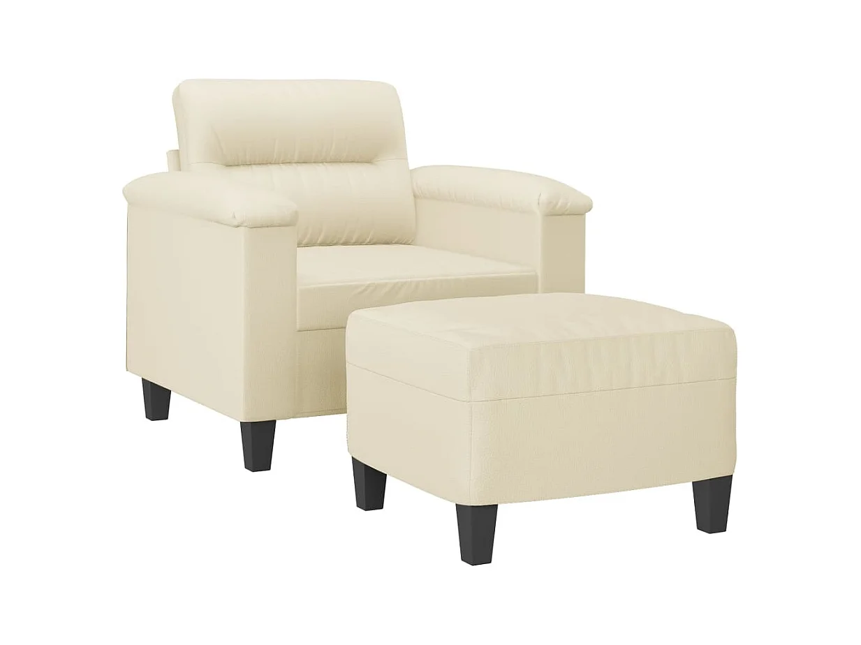 Poltrona con poggiapiedi Crema 60 cm Ecopelle