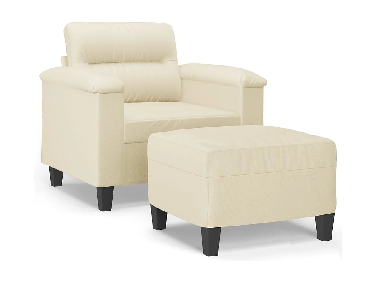 Fauteuil avec repose-pied Crème 60 cm Similicuir