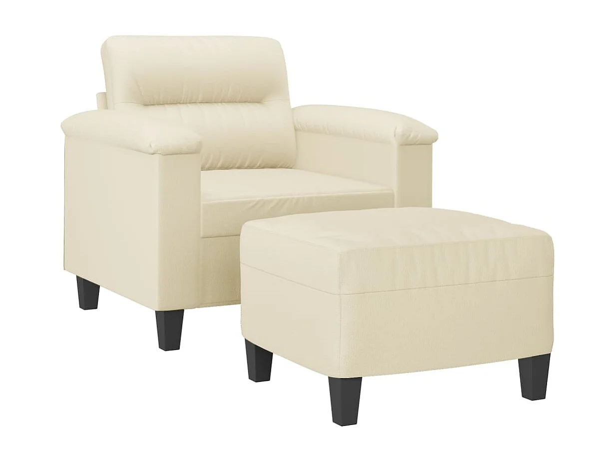 Fauteuil avec repose-pied Crème 60 cm Similicuir