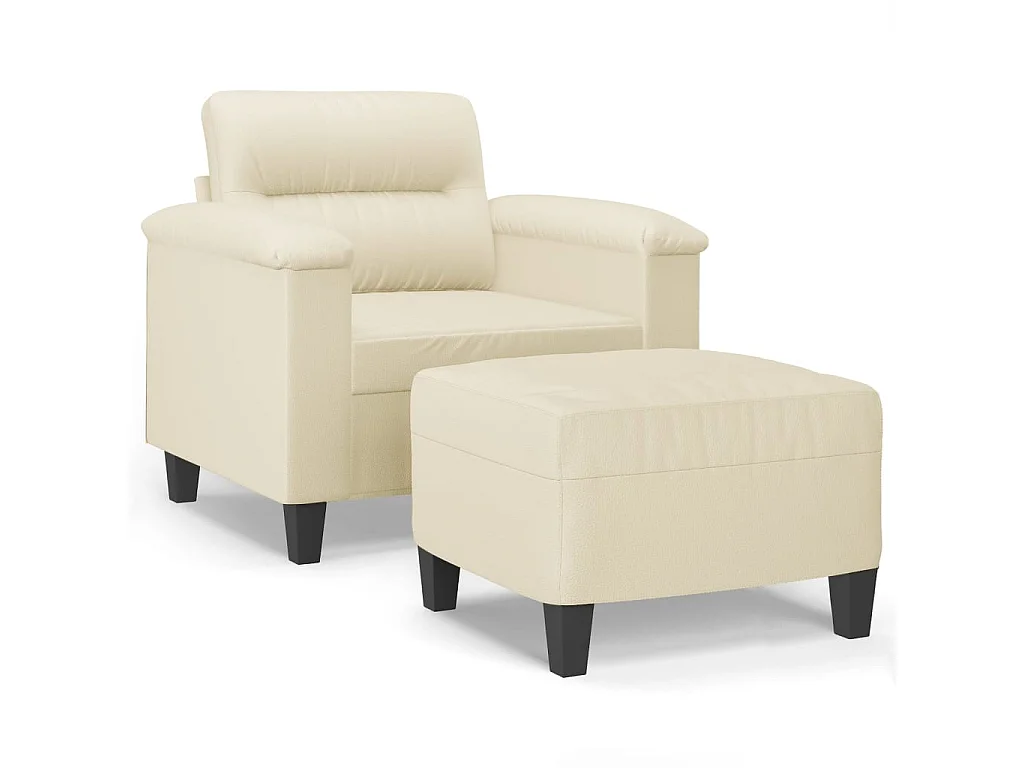 Fauteuil avec repose-pied Crème 60 cm Similicuir