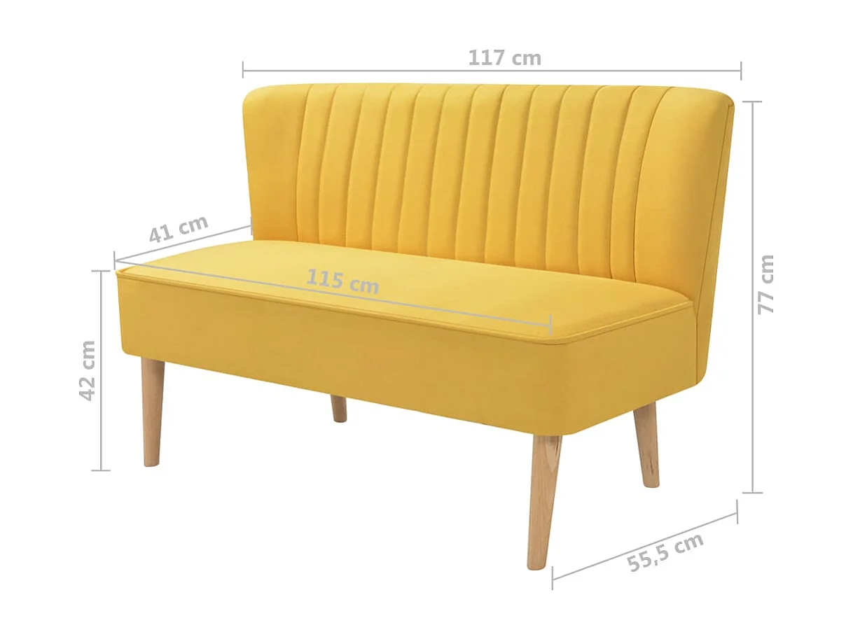 Sofá 117x55,5x77 cm Tela Amarilla