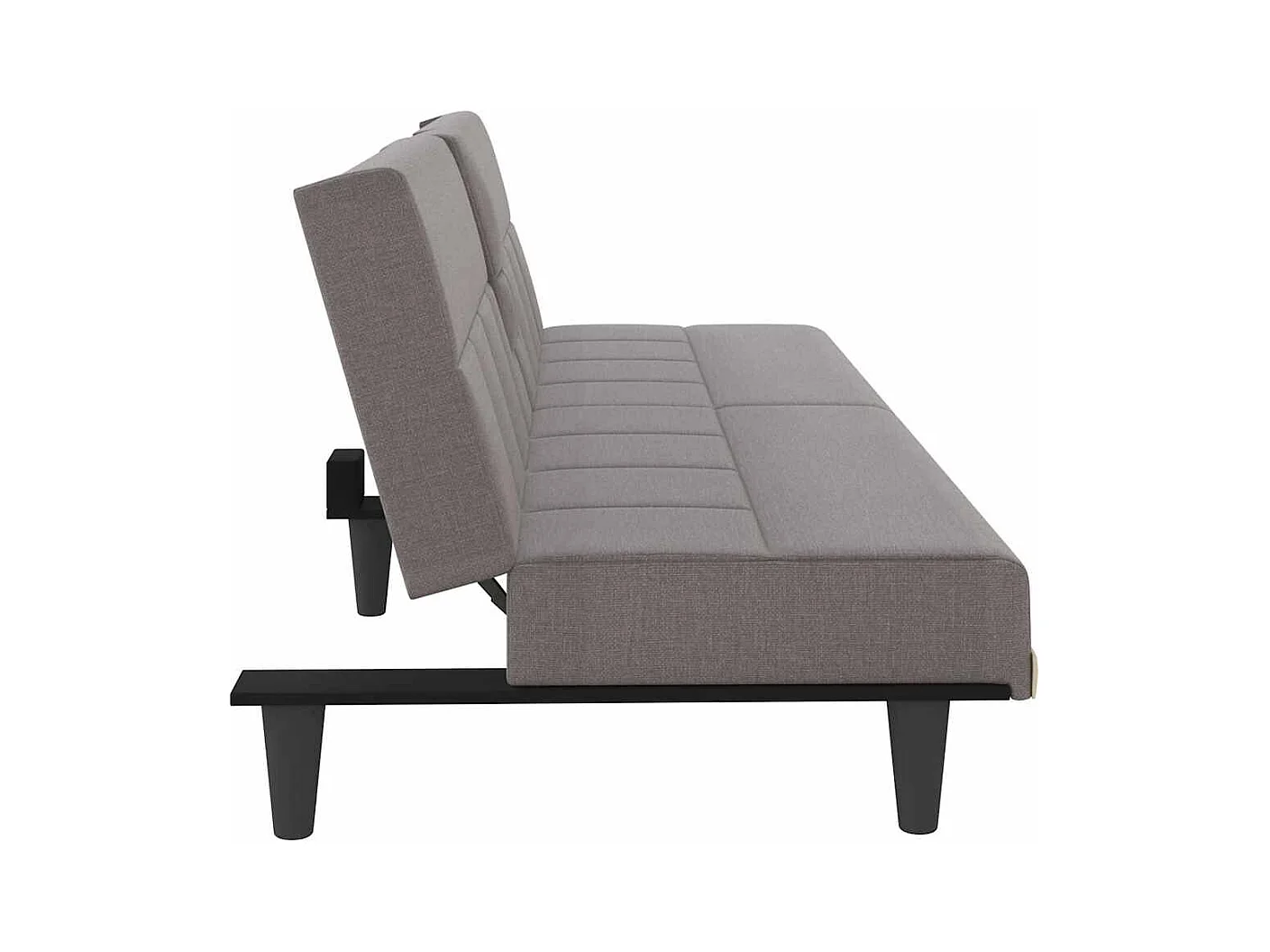 Divano letto con portabicchieri in tessuto tortora