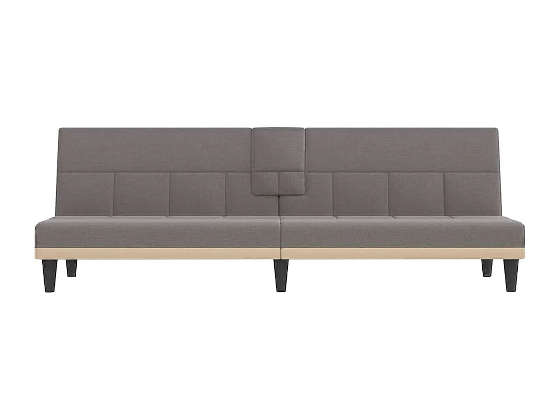 Sofá cama con portavasos en tela color topo