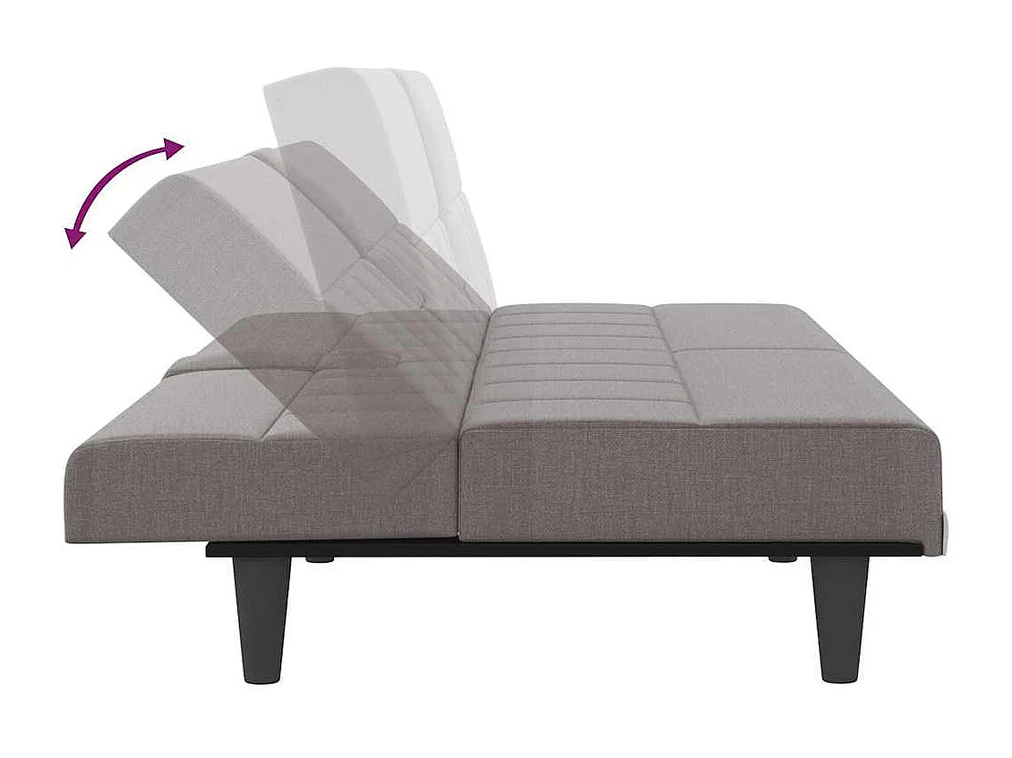 Sofá cama con portavasos en tela color topo