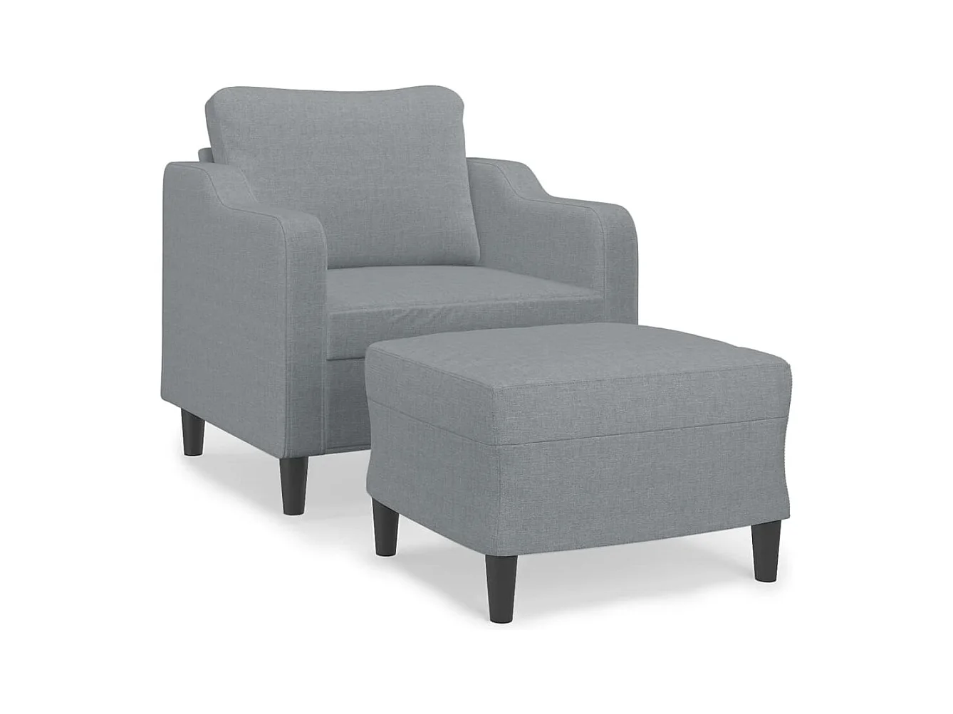 Fauteuil met voetenbankje Lichtgrijs 60 cm Stof