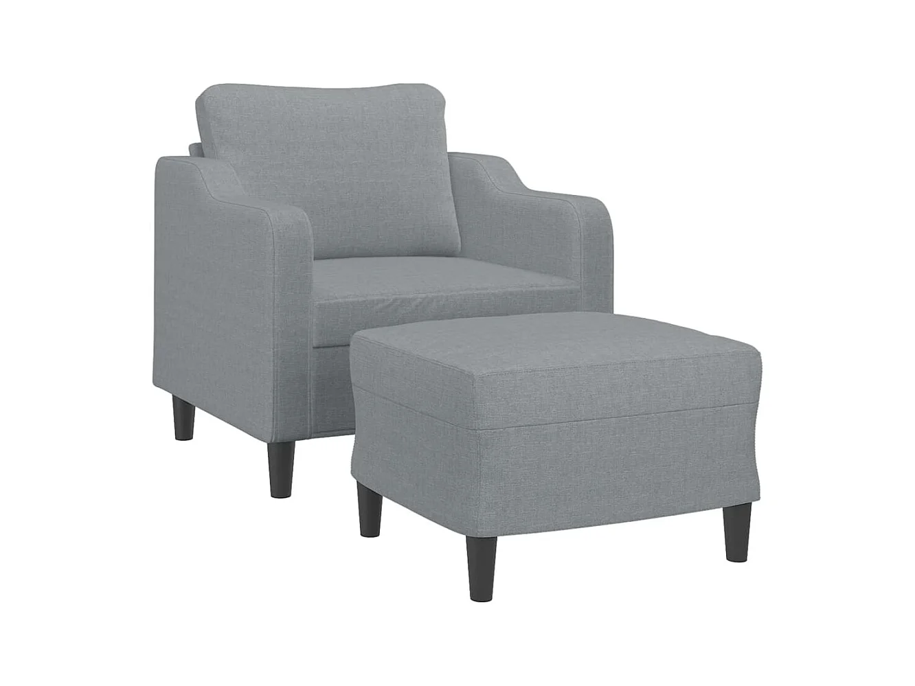 Fauteuil met voetenbankje Lichtgrijs 60 cm Stof