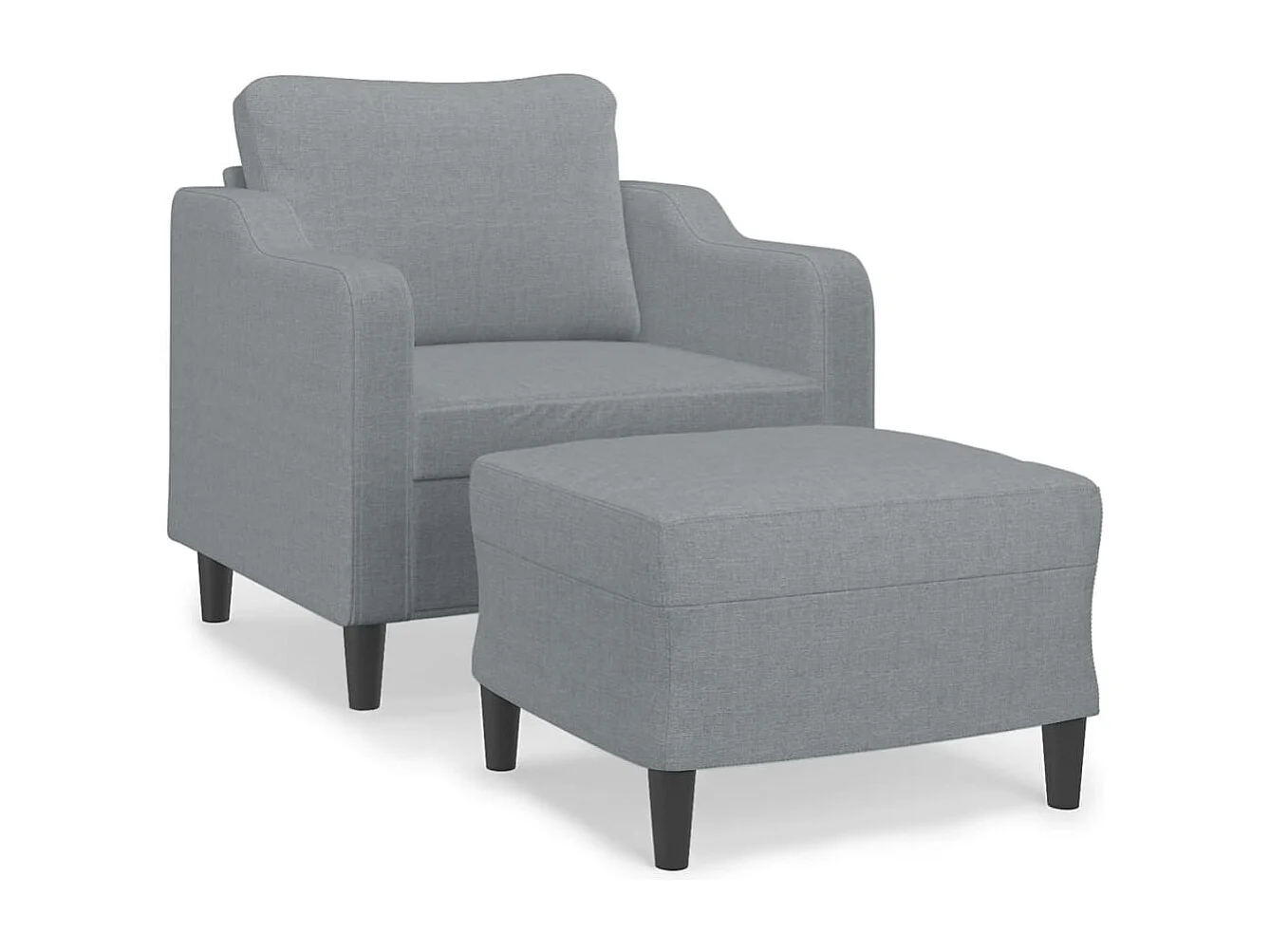 Fauteuil avec repose-pied Gris clair 60 cm Tissu