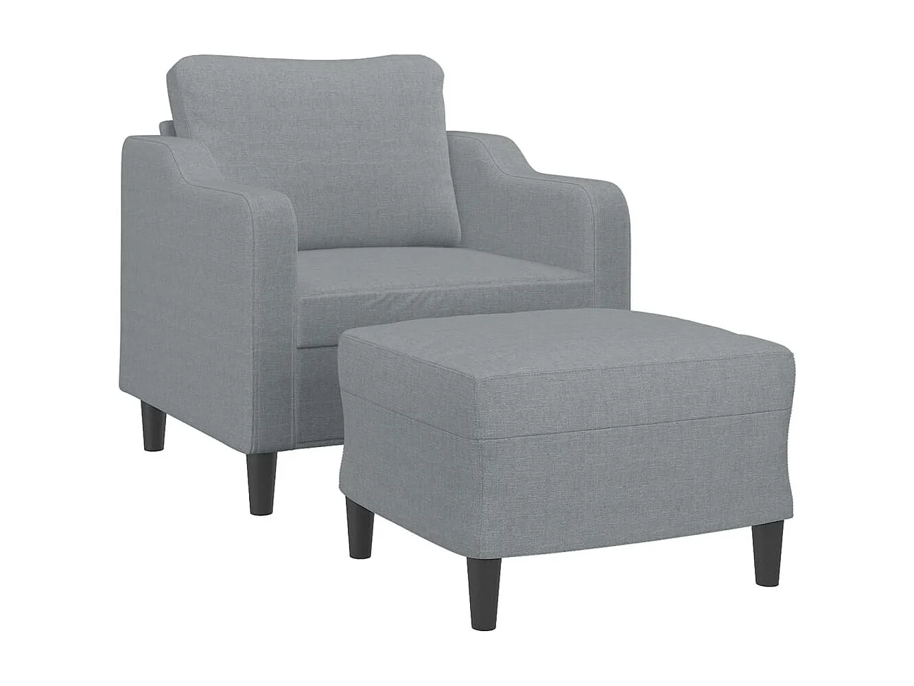 Fauteuil avec repose-pied Gris clair 60 cm Tissu