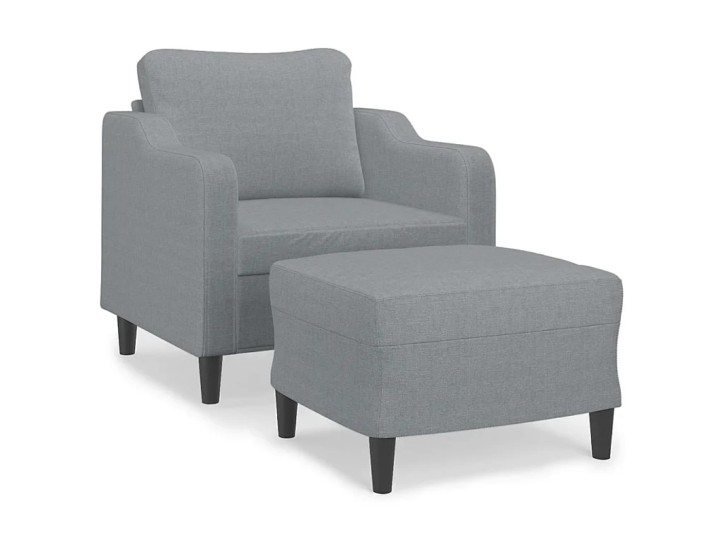 Fauteuil avec repose-pied Gris clair 60 cm Tissu