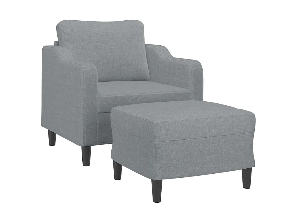 Fauteuil avec repose-pied Gris clair 60 cm Tissu