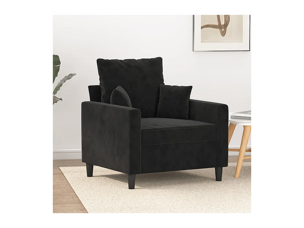 Sillón de terciopelo negro de 60 cm