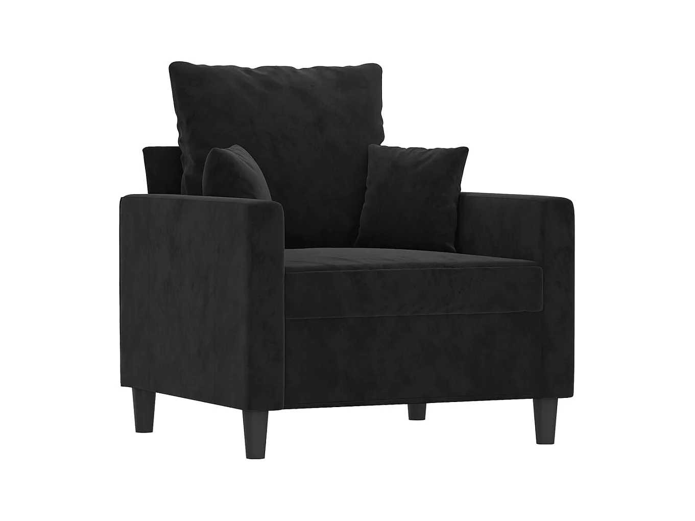 Sillón de terciopelo negro de 60 cm