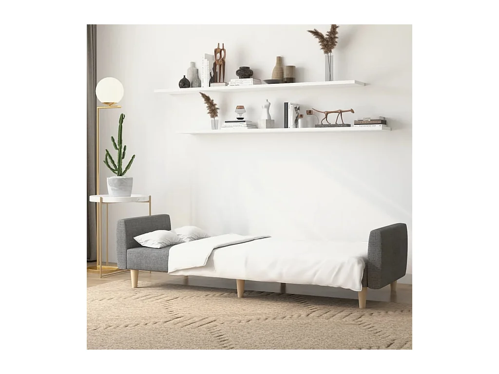 Sofá cama de 2 plazas de tela gris claro