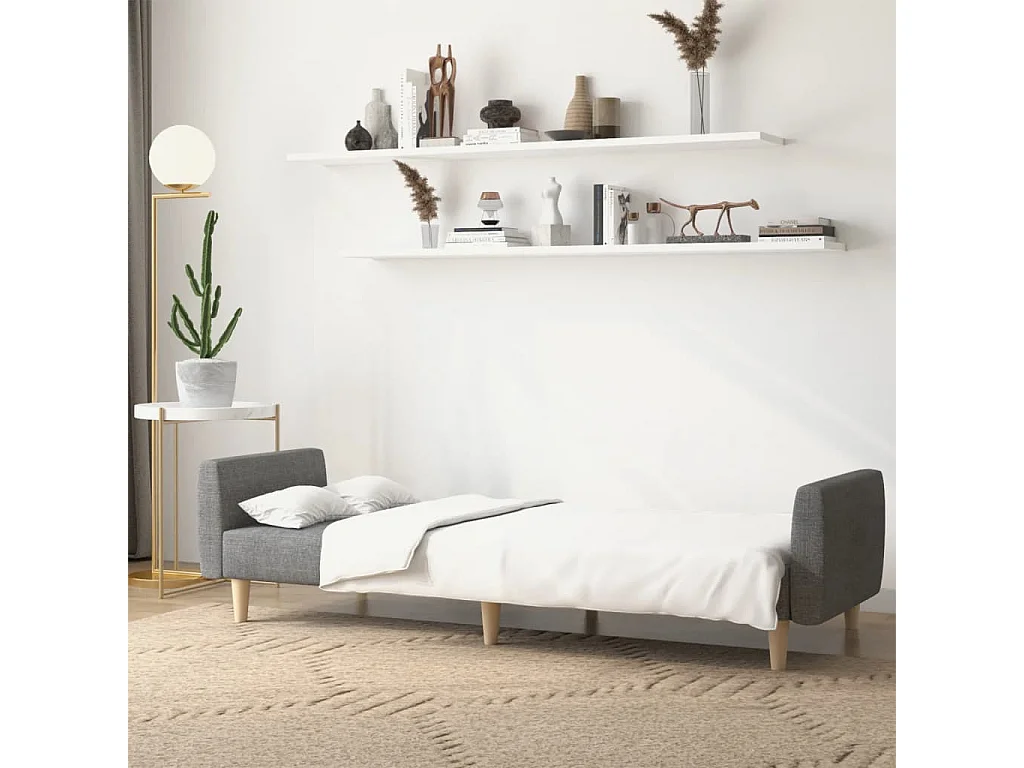 Sofá cama de 2 plazas de tela gris claro