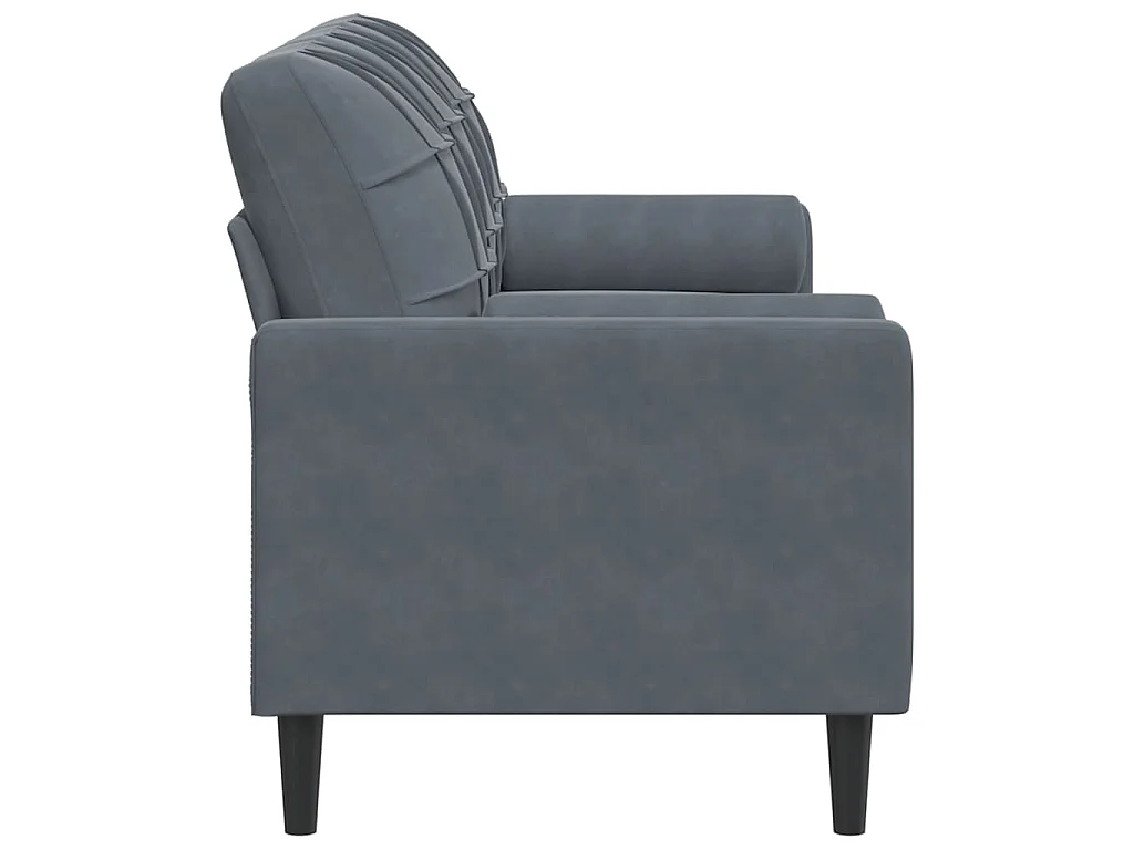 Divano 3 posti con cuscini grigio scuro 180 cm in velluto