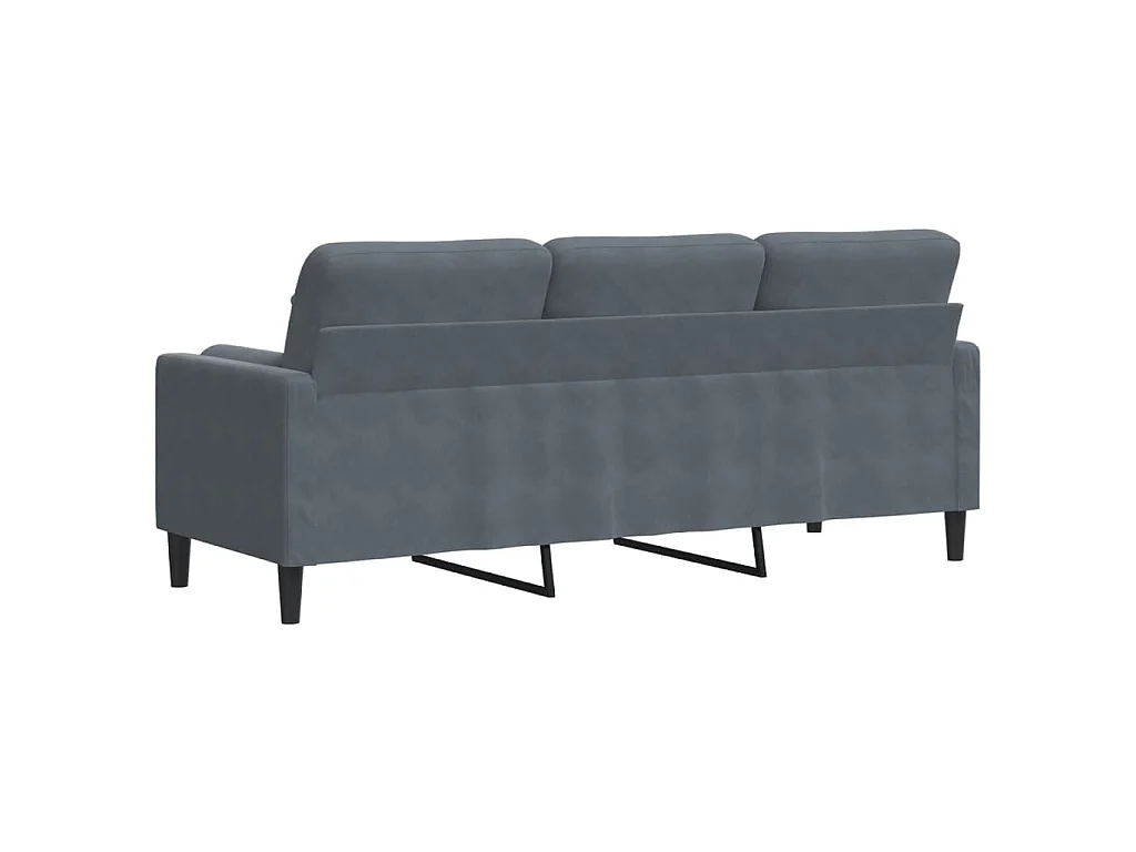 Divano 3 posti con cuscini grigio scuro 180 cm in velluto
