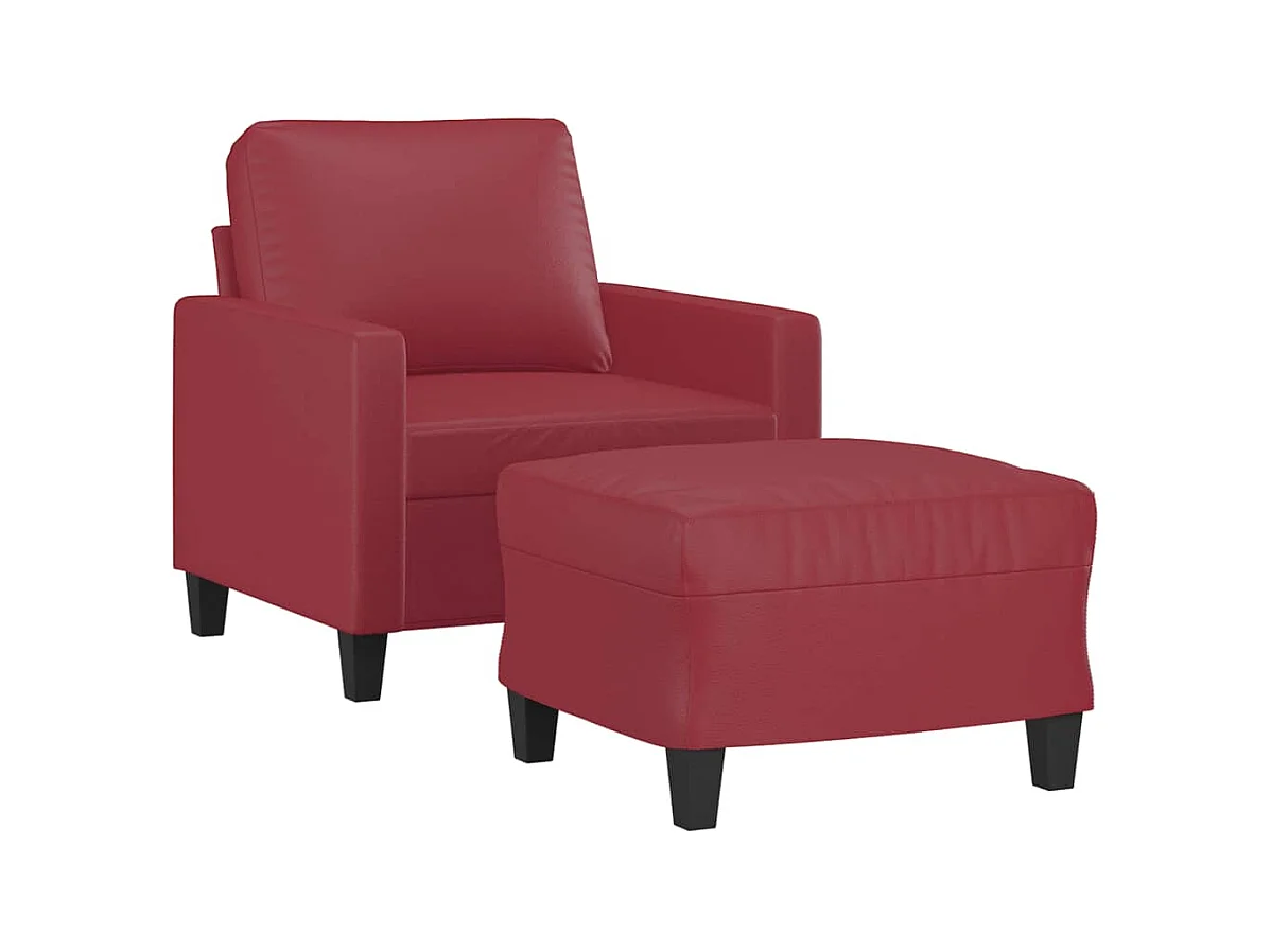 Poltrona con poggiapiedi Rosso bordeaux 60 cm Similpelle