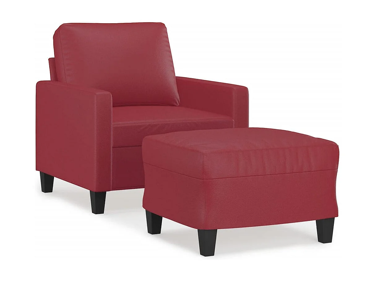 Fauteuil avec repose-pied Rouge bordeaux 60 cm Similicuir
