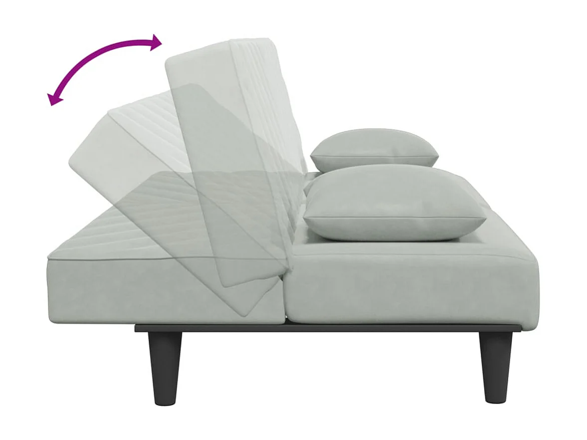 Set di divani 2 pezzi con cuscini in velluto grigio chiaro