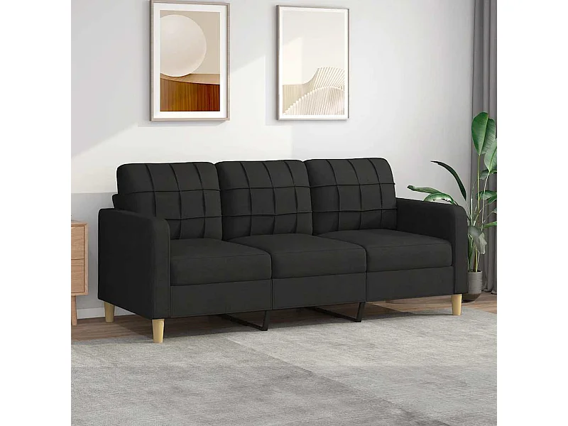 Divano 3 posti Nero 180 cm Tessuto