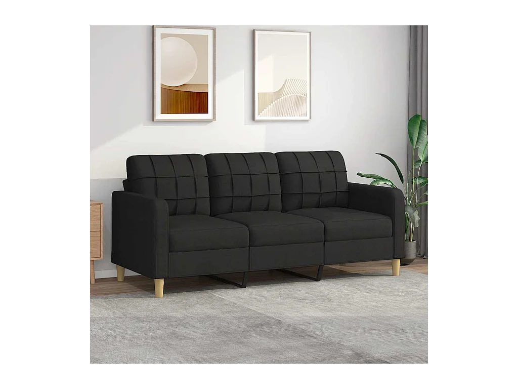 Divano 3 posti Nero 180 cm Tessuto