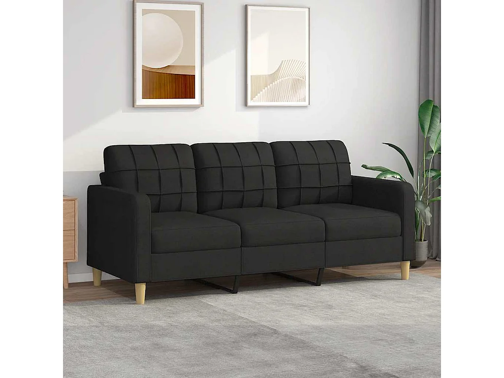 3-zitsbank Zwart 180 cm Stof