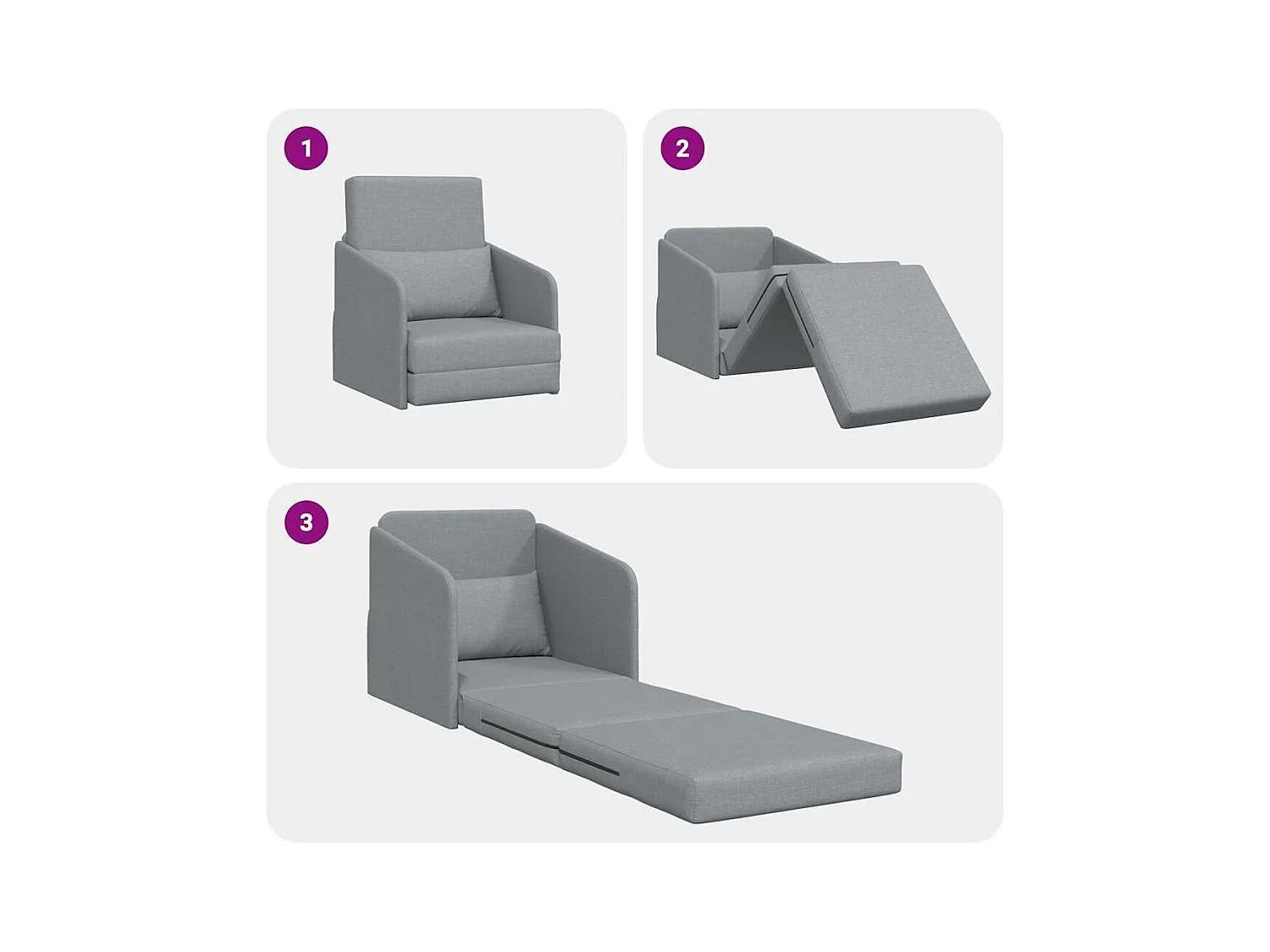 Divano letto grigio chiaro 65 x 80 x 83 cm tessuto