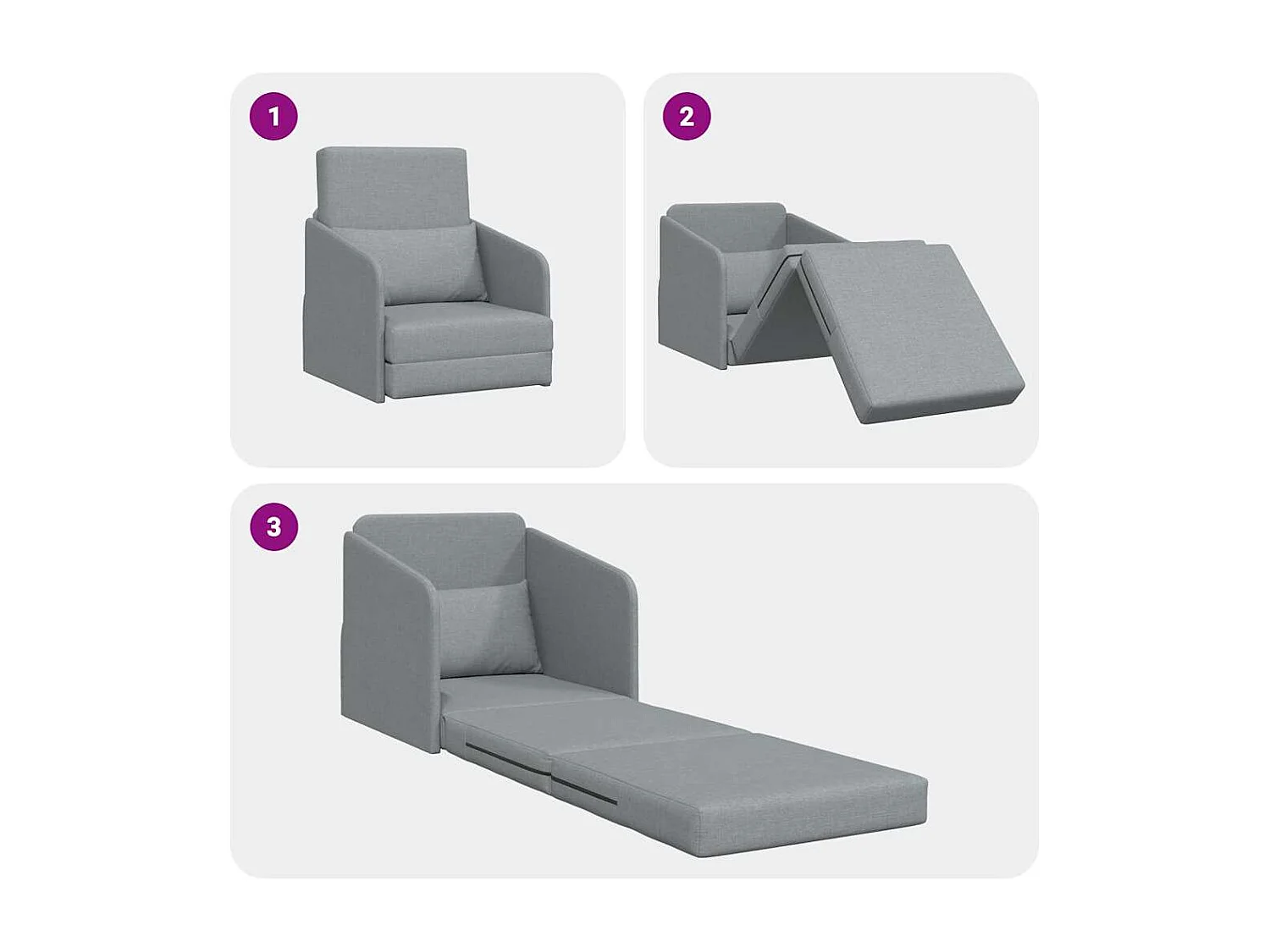 Canapé-Lit Gris clair 65 x 80 x 83 cm tissu