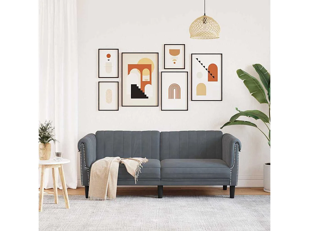 Sofá de 2 plazas de terciopelo gris oscuro
