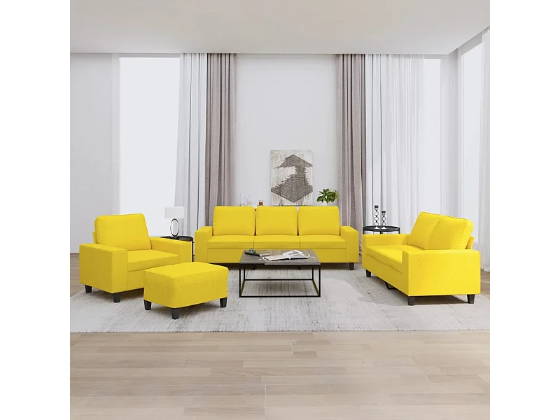 Ensemble de canapés 4 pcs jaune clair tissu