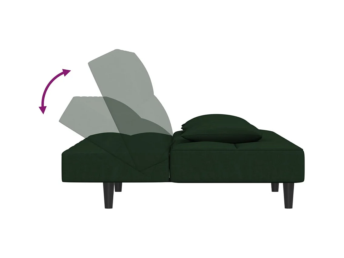 2-Sitzer-Schlafsofa mit zwei Kissen, dunkelgrüner Samt