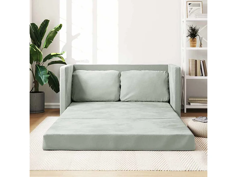 Sofá cama 2 en 1 gris claro 122x204x55 cm terciopelo