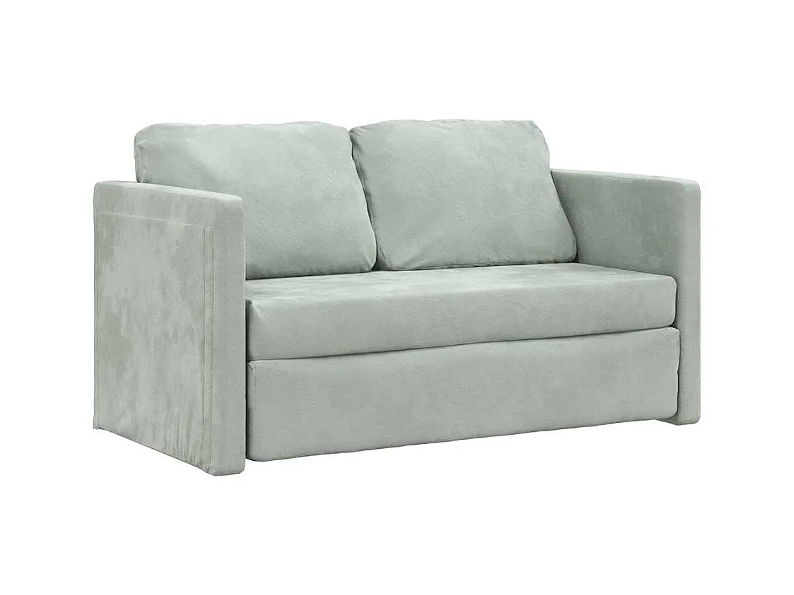 in 1 slaapbank lichtgrijs 122x204x55 cm fluweel