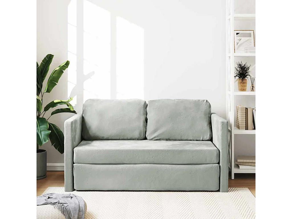Sofá cama 2 en 1 gris claro 122x204x55 cm terciopelo