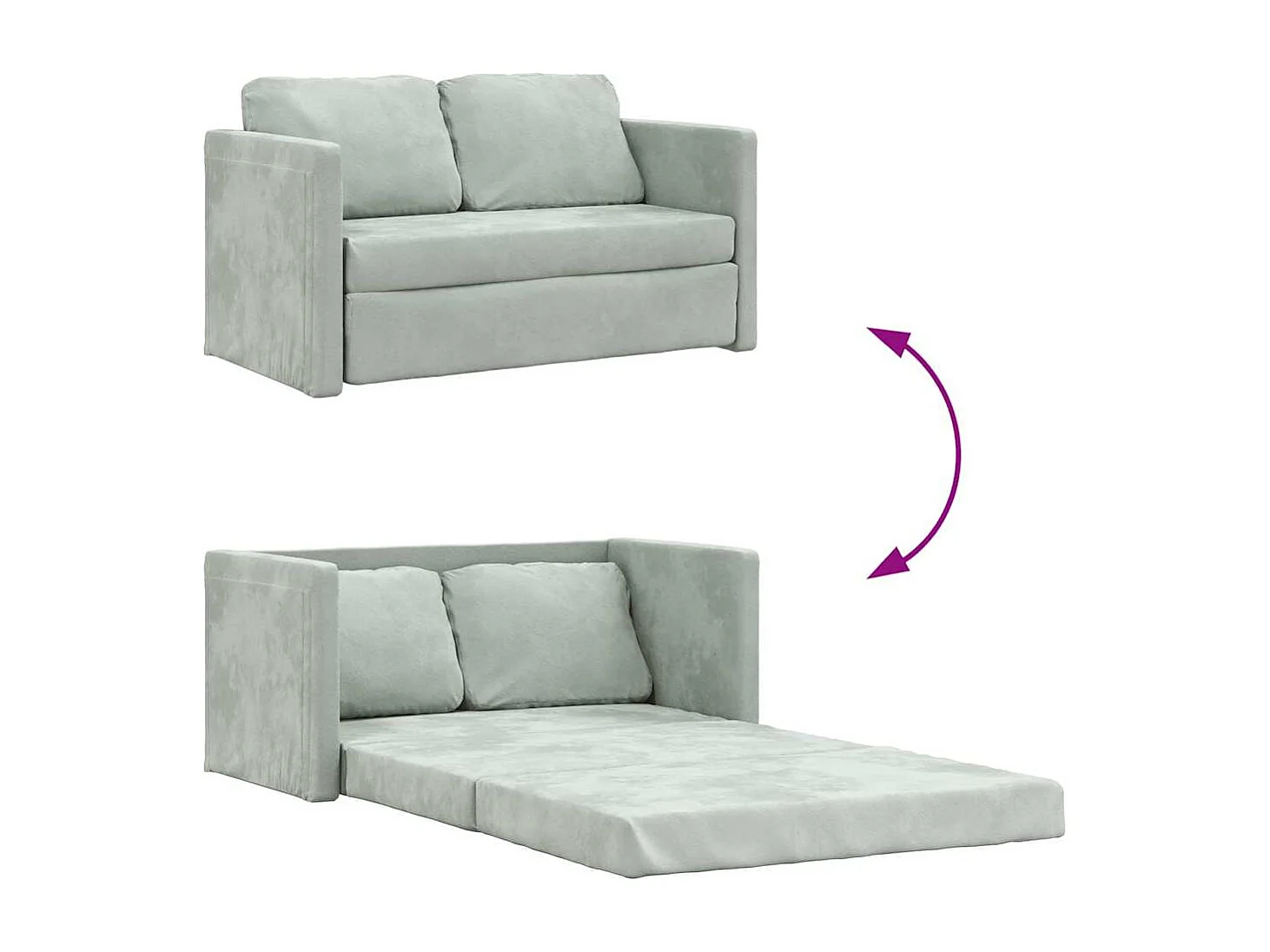 Sofá cama 2 en 1 gris claro 122x204x55 cm terciopelo