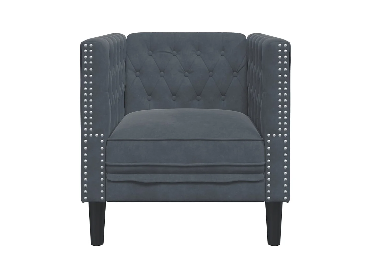 Donkergrijze fluwelen Chesterfield fauteuil