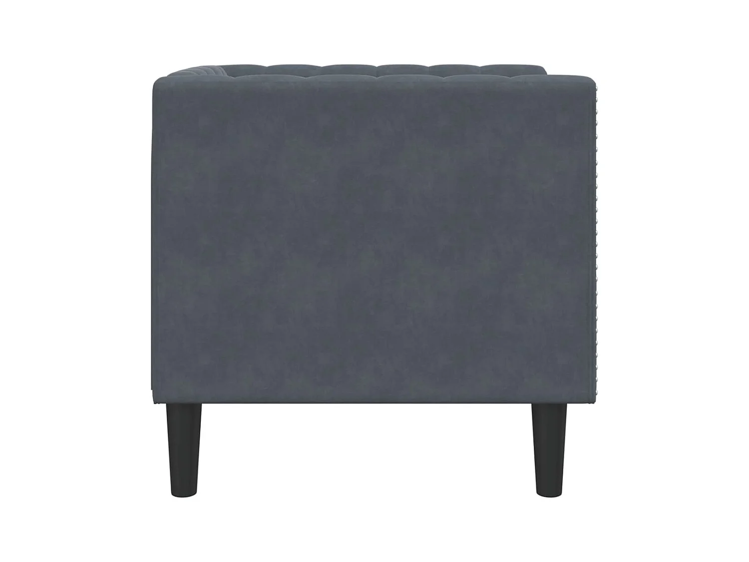 Donkergrijze fluwelen Chesterfield fauteuil