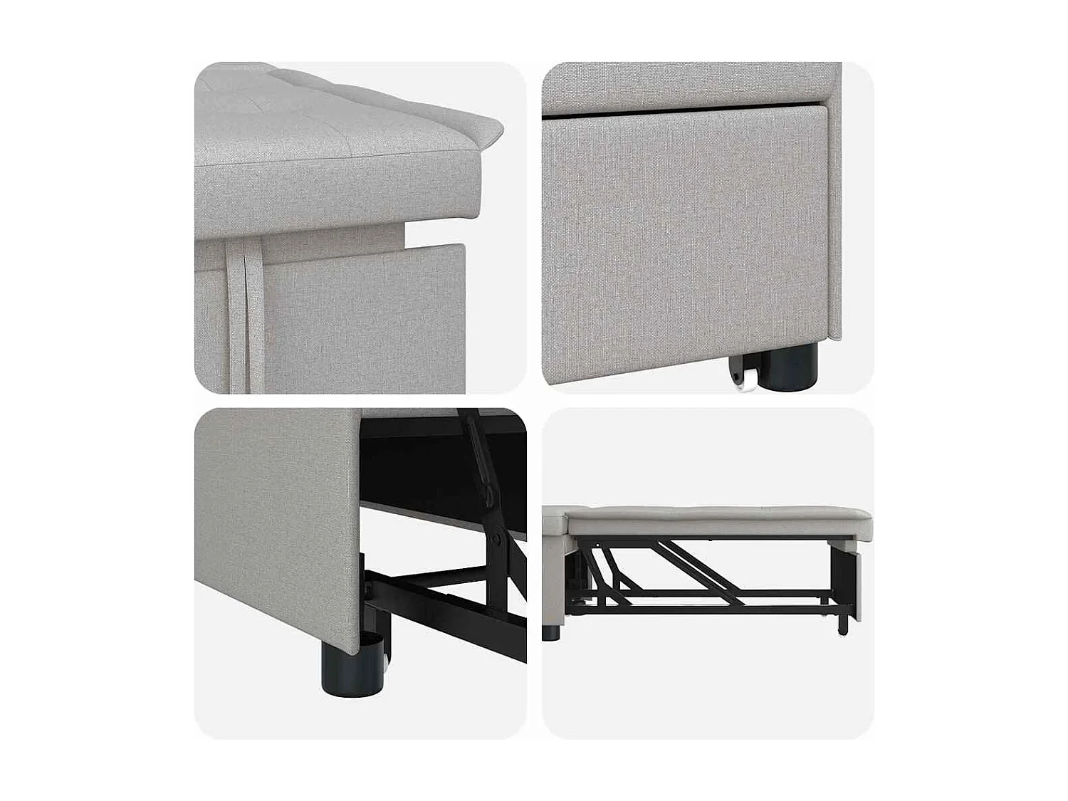 Divano letto grigio 194 x 67 x 37 cm tessuto