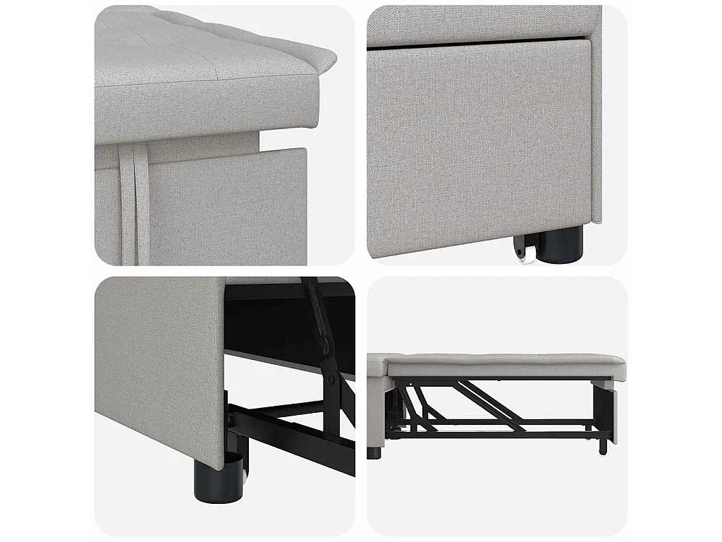 Divano letto grigio 194 x 67 x 37 cm tessuto
