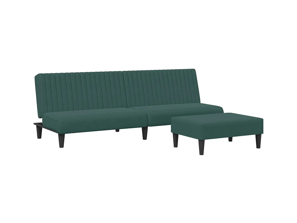 Conjunto de sofá de 2 piezas de terciopelo verde oscuro