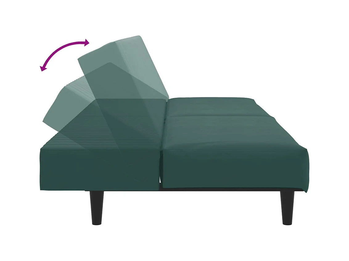 Conjunto de sofá de 2 piezas de terciopelo verde oscuro